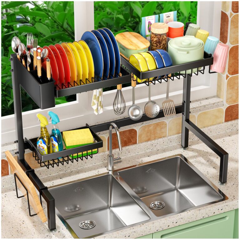 ［2-Tier 4 Baskets］Over The Sink Dish Drying Rack, 24.8