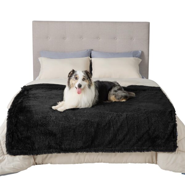 Waterproof Dog Blankets for Large Dogs - Cat Blanket for Bed Couch Protector Washable Long Faux Fur, Calming Soft Reversible Throw Furniture Protection for Puppy Pet, 60