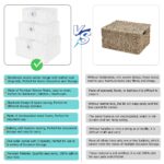 Set of 3 Woven Storage Basket Bin Wicker Hamper Stackable Box with Lid & Lock, Container Tote Cube Organizer for Nursery, Baby Toiletry, Diaper, Toys, Home Closet, Laundry, DVD, Book (Grey)