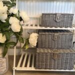 Set of 3 Woven Storage Basket Bin Wicker Hamper Stackable Box with Lid & Lock, Container Tote Cube Organizer for Nursery, Baby Toiletry, Diaper, Toys, Home Closet, Laundry, DVD, Book (Grey)