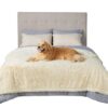 Waterproof Dog Blankets for Large Dogs - Cat Blanket for Bed Couch Protector Washable Long Faux Fur, Calming Soft Reversible Throw Furniture Protection for Puppy Pet, 60