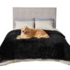 Waterproof Dog Blankets for Large Dogs - Cat Blanket for Bed Couch Protector Washable Long Faux Fur, Calming Soft Reversible Throw Furniture Protection for Puppy Pet, 60