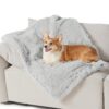 Waterproof Dog Blankets for Large Dogs - Cat Blanket for Bed Couch Protector Washable Long Faux Fur, Calming Soft Reversible Throw Furniture Protection for Puppy Pet, 60