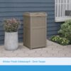 Suncast 33 Gallon Commercial Outdoor Trashcan Hideaway with Lid for 30 to 33 Gallon Trash Bags for Garage, Backyard, or Garden, Brown