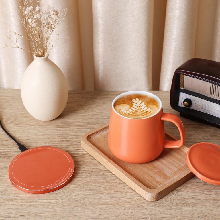 Self-Heating Ceramic Coffee Mug - Stable 130°F Temperature, 15W Wireless Phone Charging, 12.8 fl oz Capacity - USB-C Enabled
