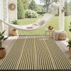 Outdoor Rug Waterproof for Patio Clearance Black and White Camping Rug 8x10 Plastic Straw Striped Floor Carpet for Backyard, Picnic, RV, Deck, Bench, Balcony