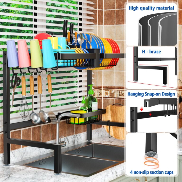［2-Tier 4 Baskets］Over The Sink Dish Drying Rack, 24.8