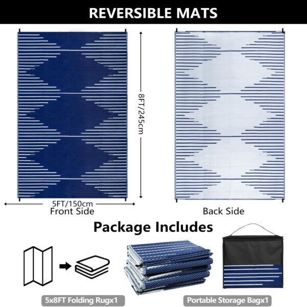 Outdoor Rug Waterproof 6x9 ft, Reversible Outdoor Plastic Straw Rug, Large Outdoor Patio Rug for RV Camping, Indoor Outdoor Rugs for Porch Deck Backyard Balcony Picnic Beach