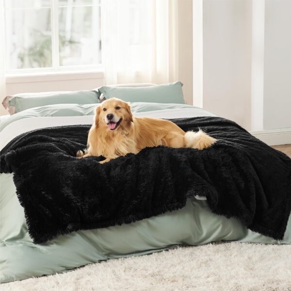 Waterproof Dog Blankets for Large Dogs - Cat Blanket for Bed Couch Protector Washable Long Faux Fur, Calming Soft Reversible Throw Furniture Protection for Puppy Pet, 60