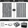 Outdoor Rug Waterproof for Patio Clearance Black and White Camping Rug 8x10 Plastic Straw Striped Floor Carpet for Backyard, Picnic, RV, Deck, Bench, Balcony