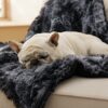 Waterproof Dog Blankets for Large Dogs - Cat Blanket for Bed Couch Protector Washable Long Faux Fur, Calming Soft Reversible Throw Furniture Protection for Puppy Pet, 60