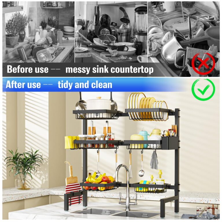 ［2-Tier 4 Baskets］Over The Sink Dish Drying Rack, 24.8