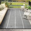 Outdoor Rug Waterproof for Patio Clearance Black and White Camping Rug 8x10 Plastic Straw Striped Floor Carpet for Backyard, Picnic, RV, Deck, Bench, Balcony