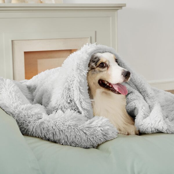 Waterproof Dog Blankets for Large Dogs - Cat Blanket for Bed Couch Protector Washable Long Faux Fur, Calming Soft Reversible Throw Furniture Protection for Puppy Pet, 60