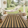 Outdoor Rug Waterproof for Patio Clearance Black and White Camping Rug 8x10 Plastic Straw Striped Floor Carpet for Backyard, Picnic, RV, Deck, Bench, Balcony