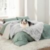 Waterproof Dog Blankets for Large Dogs - Cat Blanket for Bed Couch Protector Washable Long Faux Fur, Calming Soft Reversible Throw Furniture Protection for Puppy Pet, 60