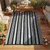 Outdoor Rug Waterproof for Patio Clearance Black and White Camping Rug 8x10 Plastic Straw Striped Floor Carpet for Backyard, Picnic, RV, Deck, Bench, Balcony