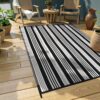 Outdoor Rug Waterproof for Patio Clearance Black and White Camping Rug 8x10 Plastic Straw Striped Floor Carpet for Backyard, Picnic, RV, Deck, Bench, Balcony