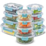 24pc Borosilicate Glass Storage Containers with Lids | 12 Airtight/Freezer Safe Food Storage Containers for Pantry and Kitchen | Meal Prep Container for Lunch | Glass Tupperware Set