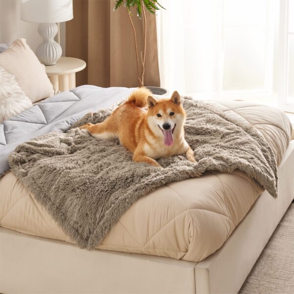 Waterproof Dog Blankets for Large Dogs - Cat Blanket for Bed Couch Protector Washable Long Faux Fur, Calming Soft Reversible Throw Furniture Protection for Puppy Pet, 60