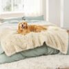 Waterproof Dog Blankets for Large Dogs - Cat Blanket for Bed Couch Protector Washable Long Faux Fur, Calming Soft Reversible Throw Furniture Protection for Puppy Pet, 60