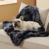 Waterproof Dog Blankets for Large Dogs - Cat Blanket for Bed Couch Protector Washable Long Faux Fur, Calming Soft Reversible Throw Furniture Protection for Puppy Pet, 60