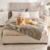 Waterproof Dog Blankets for Large Dogs - Cat Blanket for Bed Couch Protector Washable Long Faux Fur, Calming Soft Reversible Throw Furniture Protection for Puppy Pet, 60