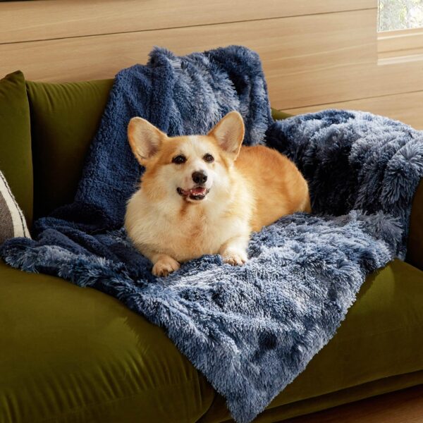 Waterproof Dog Blankets for Large Dogs - Cat Blanket for Bed Couch Protector Washable Long Faux Fur, Calming Soft Reversible Throw Furniture Protection for Puppy Pet, 60