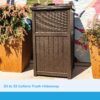 Suncast 33 Gallon Commercial Outdoor Trashcan Hideaway with Lid for 30 to 33 Gallon Trash Bags for Garage, Backyard, or Garden, Brown