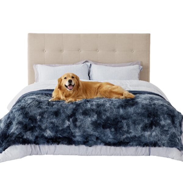 Waterproof Dog Blankets for Large Dogs - Cat Blanket for Bed Couch Protector Washable Long Faux Fur, Calming Soft Reversible Throw Furniture Protection for Puppy Pet, 60