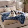 Waterproof Dog Blankets for Large Dogs - Cat Blanket for Bed Couch Protector Washable Long Faux Fur, Calming Soft Reversible Throw Furniture Protection for Puppy Pet, 60
