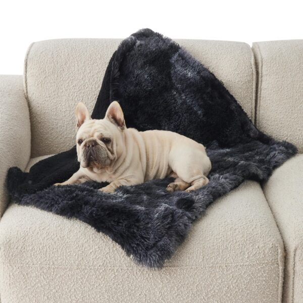 Waterproof Dog Blankets for Large Dogs - Cat Blanket for Bed Couch Protector Washable Long Faux Fur, Calming Soft Reversible Throw Furniture Protection for Puppy Pet, 60