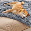 Waterproof Dog Blankets for Large Dogs - Cat Blanket for Bed Couch Protector Washable Long Faux Fur, Calming Soft Reversible Throw Furniture Protection for Puppy Pet, 60