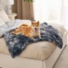 Waterproof Dog Blankets for Large Dogs - Cat Blanket for Bed Couch Protector Washable Long Faux Fur, Calming Soft Reversible Throw Furniture Protection for Puppy Pet, 60