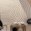 Indoor and Outdoor Rug Boho Abstract Line Pattern in Black Brown