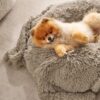 Waterproof Dog Blankets for Large Dogs - Cat Blanket for Bed Couch Protector Washable Long Faux Fur, Calming Soft Reversible Throw Furniture Protection for Puppy Pet, 60