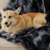 Waterproof Dog Blankets for Large Dogs - Cat Blanket for Bed Couch Protector Washable Long Faux Fur, Calming Soft Reversible Throw Furniture Protection for Puppy Pet, 60