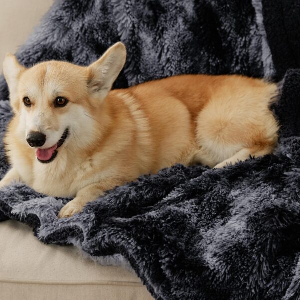 Waterproof Dog Blankets for Large Dogs - Cat Blanket for Bed Couch Protector Washable Long Faux Fur, Calming Soft Reversible Throw Furniture Protection for Puppy Pet, 60
