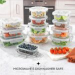 24pc Borosilicate Glass Storage Containers with Lids | 12 Airtight/Freezer Safe Food Storage Containers for Pantry and Kitchen | Meal Prep Container for Lunch | Glass Tupperware Set