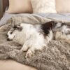 Waterproof Dog Blankets for Large Dogs - Cat Blanket for Bed Couch Protector Washable Long Faux Fur, Calming Soft Reversible Throw Furniture Protection for Puppy Pet, 60