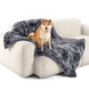 Waterproof Dog Blankets for Large Dogs - Cat Blanket for Bed Couch Protector Washable Long Faux Fur, Calming Soft Reversible Throw Furniture Protection for Puppy Pet, 60