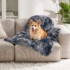 Waterproof Dog Blankets for Large Dogs - Cat Blanket for Bed Couch Protector Washable Long Faux Fur, Calming Soft Reversible Throw Furniture Protection for Puppy Pet, 60