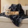 Waterproof Dog Blankets for Large Dogs - Cat Blanket for Bed Couch Protector Washable Long Faux Fur, Calming Soft Reversible Throw Furniture Protection for Puppy Pet, 60