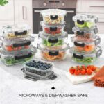 24pc Borosilicate Glass Storage Containers with Lids | 12 Airtight/Freezer Safe Food Storage Containers for Pantry and Kitchen | Meal Prep Container for Lunch | Glass Tupperware Set