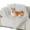 Waterproof Dog Blankets for Large Dogs - Cat Blanket for Bed Couch Protector Washable Long Faux Fur, Calming Soft Reversible Throw Furniture Protection for Puppy Pet, 60