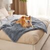Waterproof Dog Blankets for Large Dogs - Cat Blanket for Bed Couch Protector Washable Long Faux Fur, Calming Soft Reversible Throw Furniture Protection for Puppy Pet, 60