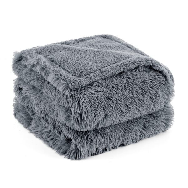 Waterproof Dog Blankets for Large Dogs - Cat Blanket for Bed Couch Protector Washable Long Faux Fur, Calming Soft Reversible Throw Furniture Protection for Puppy Pet, 60