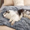Waterproof Dog Blankets for Large Dogs - Cat Blanket for Bed Couch Protector Washable Long Faux Fur, Calming Soft Reversible Throw Furniture Protection for Puppy Pet, 60