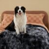 Waterproof Dog Blankets for Large Dogs - Cat Blanket for Bed Couch Protector Washable Long Faux Fur, Calming Soft Reversible Throw Furniture Protection for Puppy Pet, 60