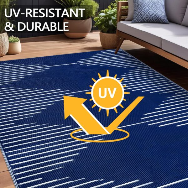 Outdoor Rug Waterproof 6x9 ft, Reversible Outdoor Plastic Straw Rug, Large Outdoor Patio Rug for RV Camping, Indoor Outdoor Rugs for Porch Deck Backyard Balcony Picnic Beach